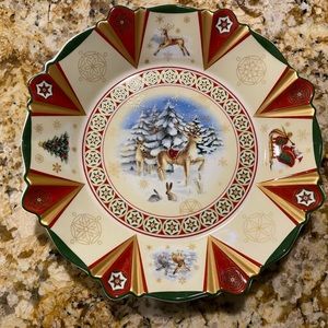 Villeroy & Boch Christmas Reindeer Fantasy Ceramic Serving Bowl Dish 9” #1748